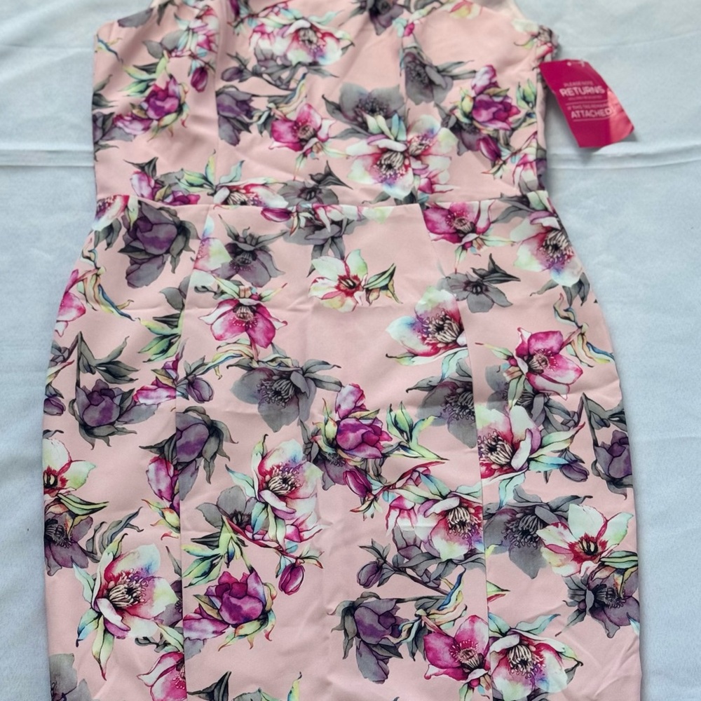 Elegant Floral Strapless Dress in Pink